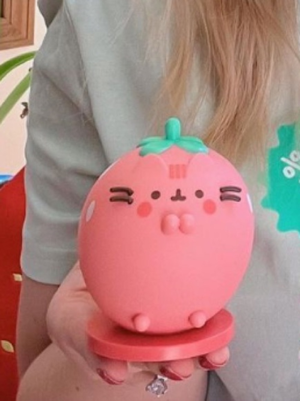 Pink Strawberry Cat Figurine